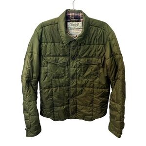 Heritage Barn Quilted Workwear Jacket Vintage 55 Olive Flannel Lined Shirt Men M